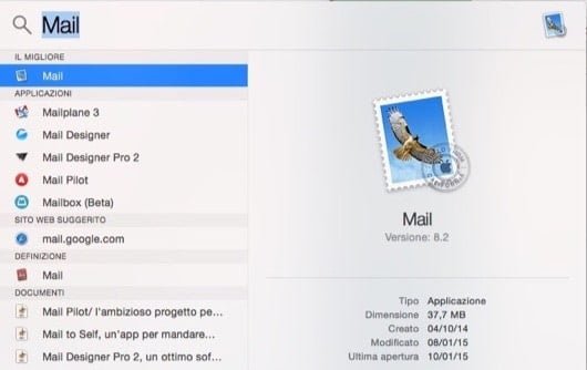 Apple pensa a un suo motore di ricerca? 1 Spotlight Mail