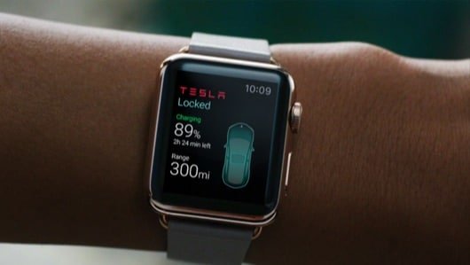 Come l'Apple Watch ti può gestire l'auto Tesla Model S 4 app Tesla Apple Watch
