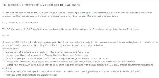 Volete provare la nuova app Foto di Yosemite? Ora è possibile 1 OS X Yosemite 10.10.3
