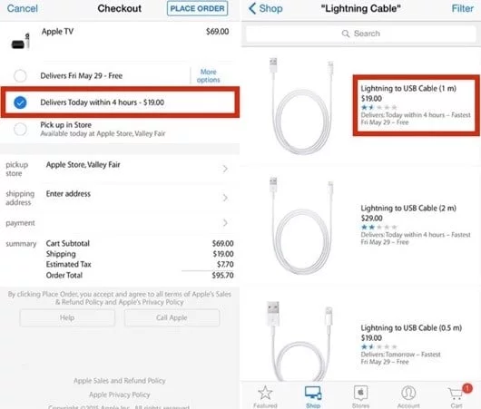 Apple testa la consegna il giorno dell'ordine nell'Apple Store on line 1 Apple spedizione un giorno