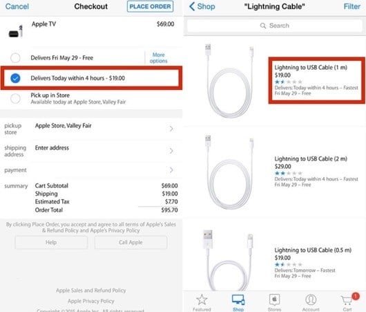 Apple spedizione un giorno