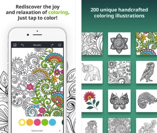 Recolor, un'app che ti aiuta a rilassarti colorando dei disegni 1 Recolor