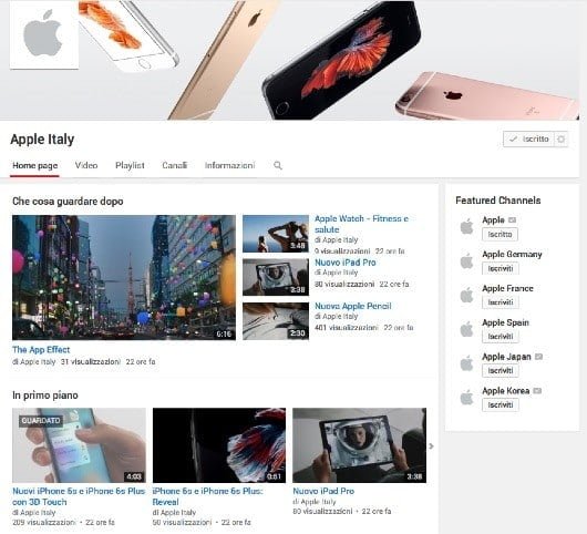 Apple apre un canale di YouTube per l'Italia 1 Apple YouTube Italia