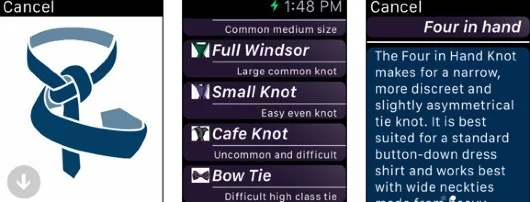 Tie Watch, un'app per Apple Watch con le indicazioni per i nodi alle cravatte 1 Tie Watch