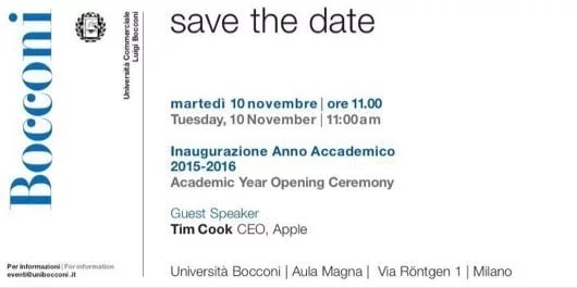 Tim Cook sarà alla Bocconi di Milano il 10 novembre 1 Tim Cook Bocconi