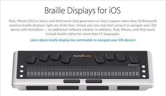 Apple Store integrerà un angolo per i prodotti per i portatori di handicap 1 Braille Display