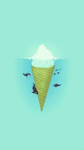 Whale Illust Green Sea Icecream