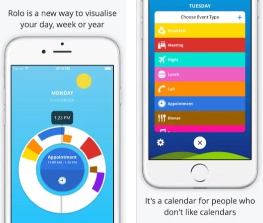 Rolo Calendar, un'app per vedere gli impegni del giorno con un grafico 1 Rolo Calendar