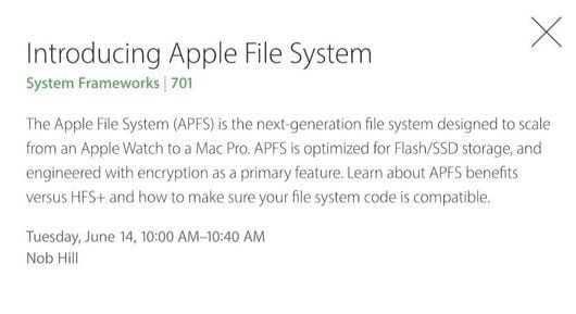 Apple invita a prepararsi al suo nuovo file system APFS 1 APFS