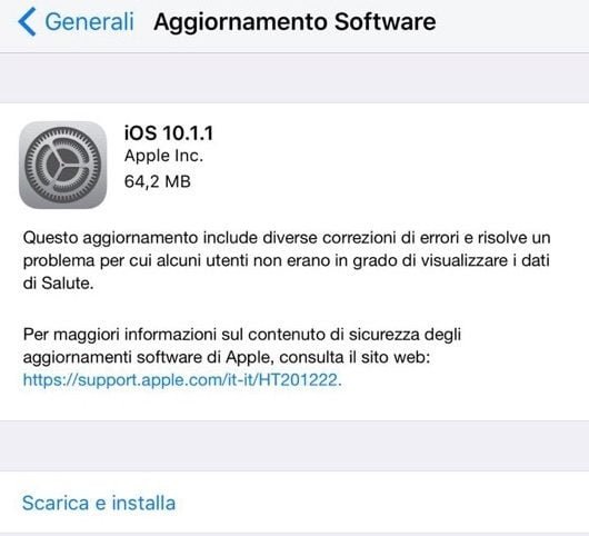 Apple rende disponibile iOS 10.1.1 1 iOS 10.1.1