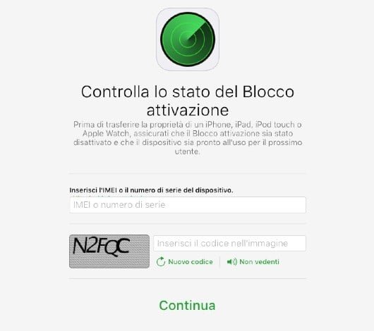 Blocco attivazione