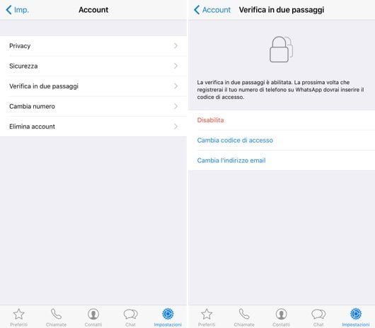 WhatsApp doppia autenticazione
