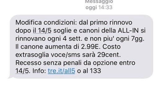 3 Italia rimodulazione