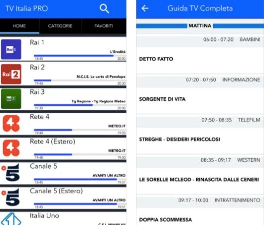TV Italia PRO Guide, l'app per vedere la TV nei dispositivi con iOS 1 TV Italia PRO Guide