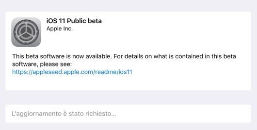 iOS 11 beta pubblica