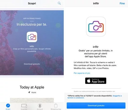 Apple regala l'app Infltr, con 7 milioni di filtri per le foto 1 Infltr