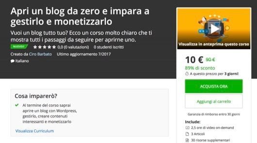 Il mio corso per aprire e gestire un blog è arrivato su Udemy 1 corso_Udemy