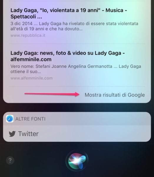 Siri ora usa le ricerche di Google e non di Bing 1 Siri Google
