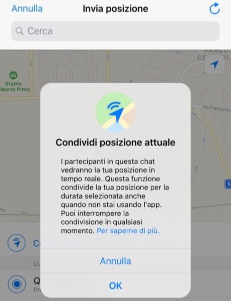 WhatsApp abilita la condivisione momentanea della posizione 1 WhatsApp posizione