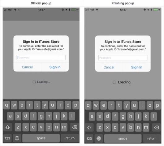 Attenti ai finti pop-up di richiesta password in iOS 1 finti pop-up