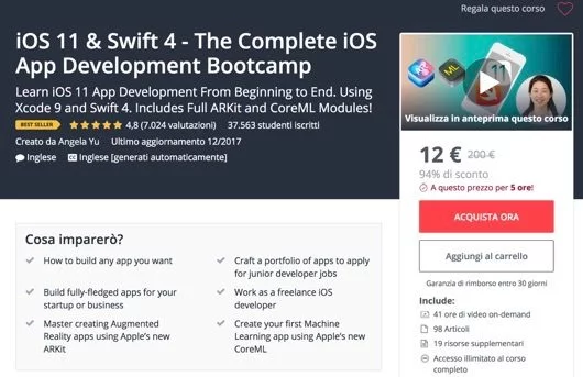 Udemy: alcuni corsi in inglese che vale la pena comprare subito 1 Udemy iOS 11