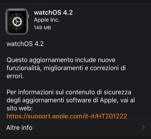 Disponibile watchOS 4.2 per Apple Watch 1 watchOS 4.2