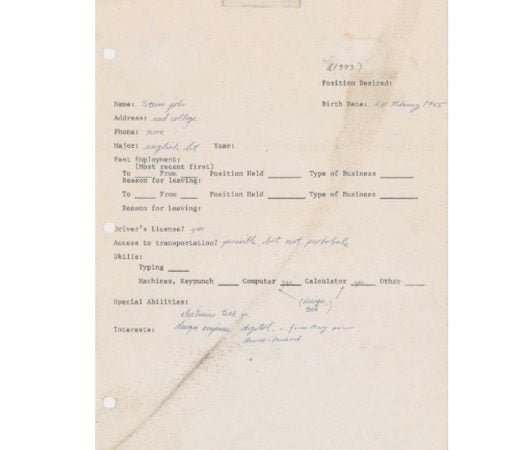 Va all'asta il curriculum vitae di Steve Jobs (aggiornato) 1 Steve Jobs curriculum
