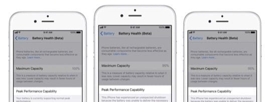 Il menu per il controllo energetico in iOS 11.3 1 iOS 11.3 risparmio