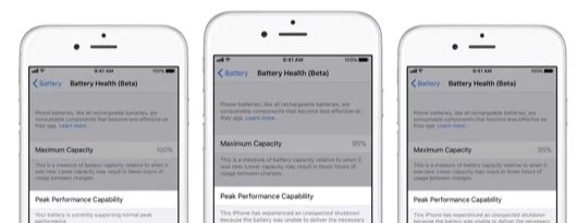 Il menu per il controllo energetico in iOS 11.3 1 iOS 11.3 risparmio