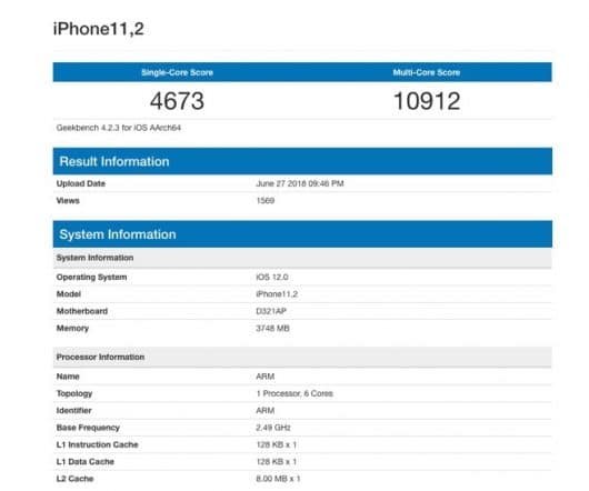 Geekbench benchmark iPhone 2018
