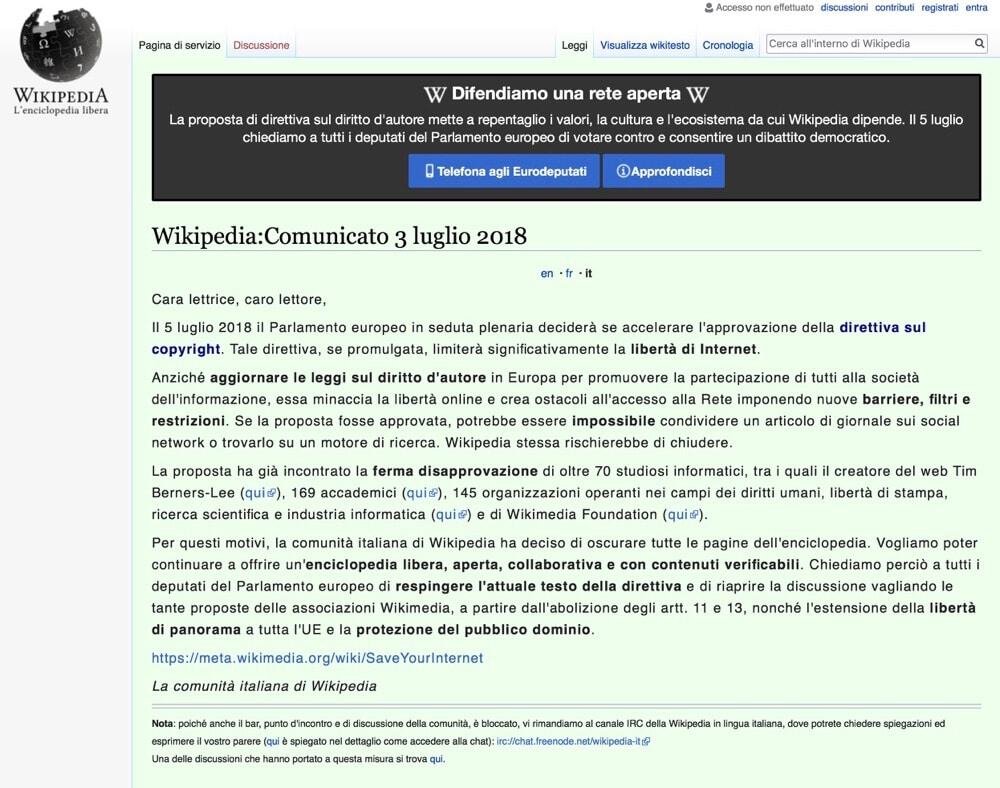 Wikipedia direttiva copyright