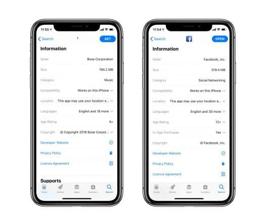 Il peso delle app nell'App Store non corrisponde a quello occupato nel dispositivo 1 peso app
