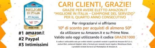 Solo oggi Amazon sconta 10 € per un acquisto di almeno 50 € 1 Amazon coupon