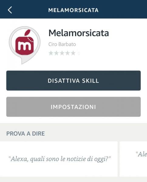 skill Alexa Melamorsicata