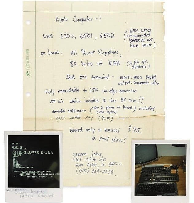 documento Steve Jobs Apple I