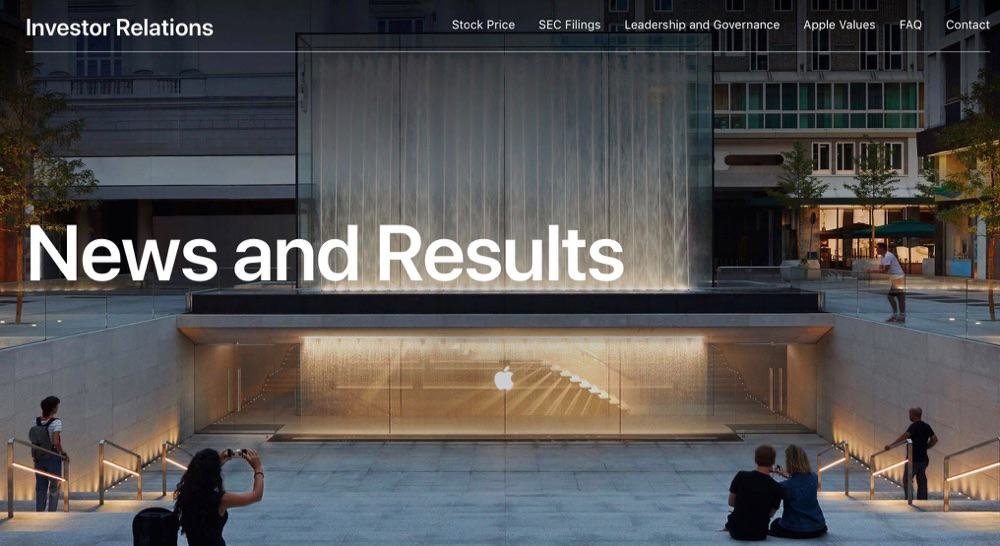 Nuova grafica per il sito degli investitori di Apple, con l’Apple Store di piazza Liberty in prima vista 1 Sito investitori Apple