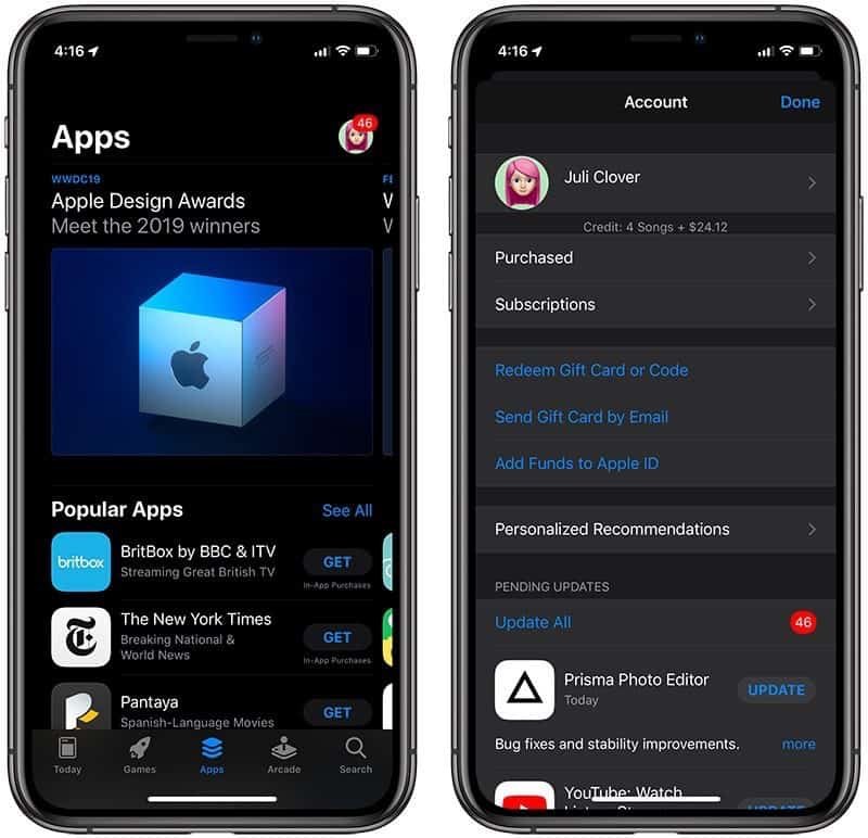 iOS 13 aggiornare app