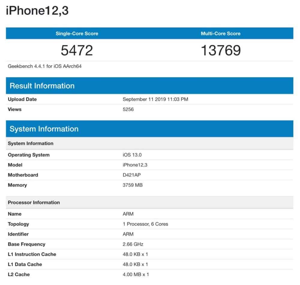 Cosa c’è nel processore A13 Bionic 3 Benchmark iPhone 11 Pro