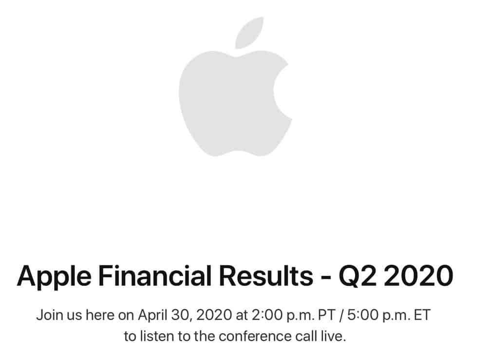 Apple darà i dati sul secondo trimestre fiscale il 30 aprile 1 Q2 2020