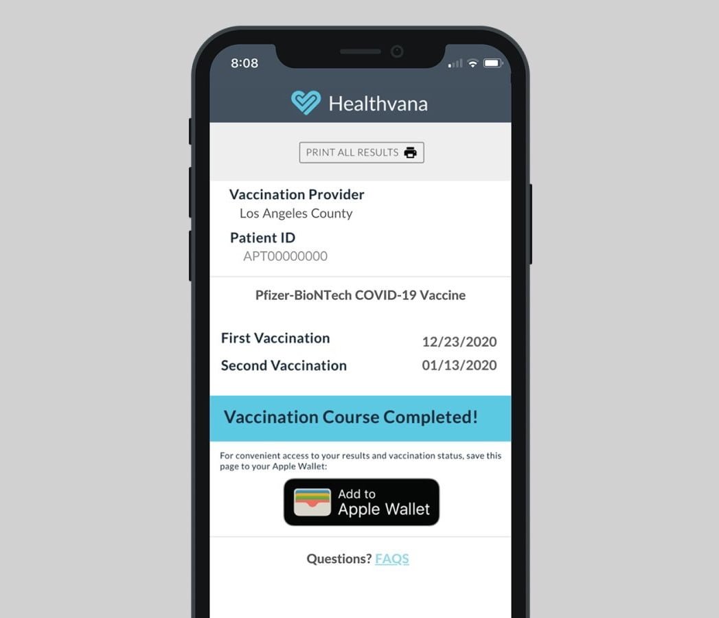 A Los Angeles vogliono il patentino dei vaccinati nell’app Wallet 1 COVID Wallet
