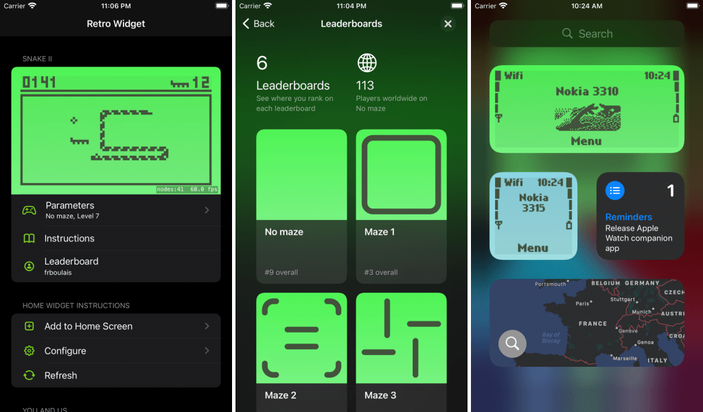 Retro Widget 2, Porta Lo Snake In IPhone, IPad E Apple Watch