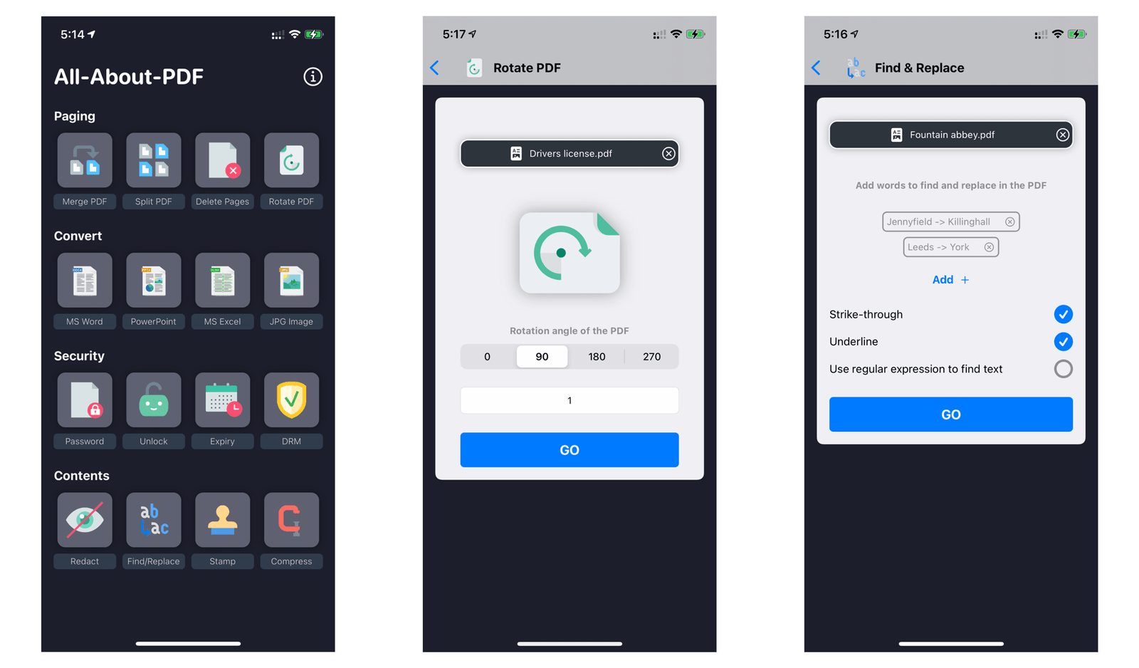 All-About-PDF, un coltellino svizzero per PDF su iOS 1 Alcuni screenshot dell’app All-About-PDF