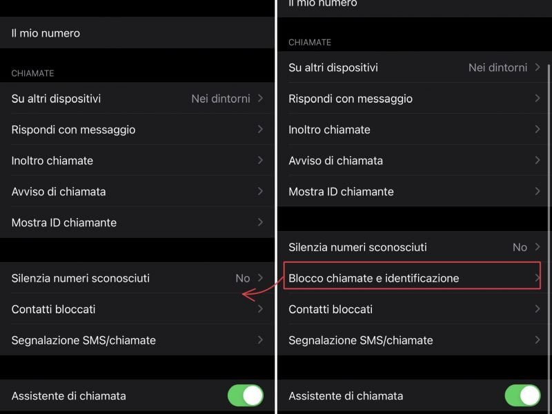Blocco chiamate e identificazione