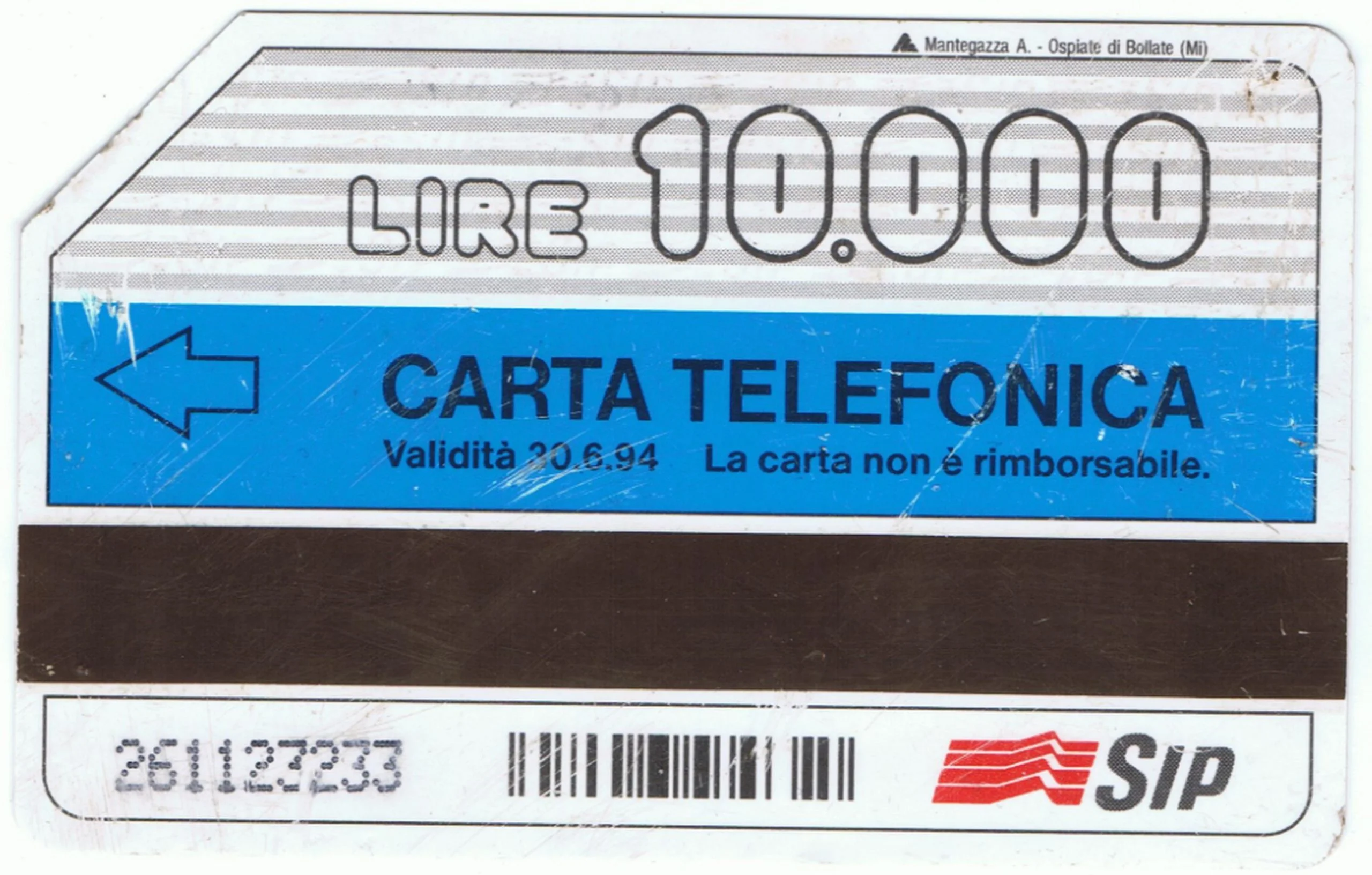 Una scheda telefonica da 10.000 lire