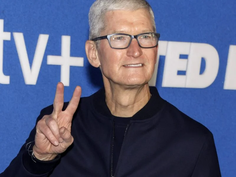 WEST HOLLYWOOD, CALIFORNIA - JULY 15, 2021: Apple CEO Tim Cook attends Apple's "Ted Lasso" Season 2 Premiere at Pacific Design Center