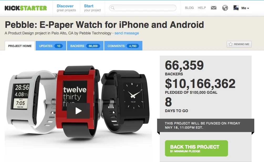 Le 3 lezioni imparate dal fallimento di Pebble 3 La campagna del Pebble su Kickstarter