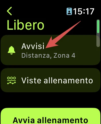 Gli avvisi durante la corsa di watchOS 9
