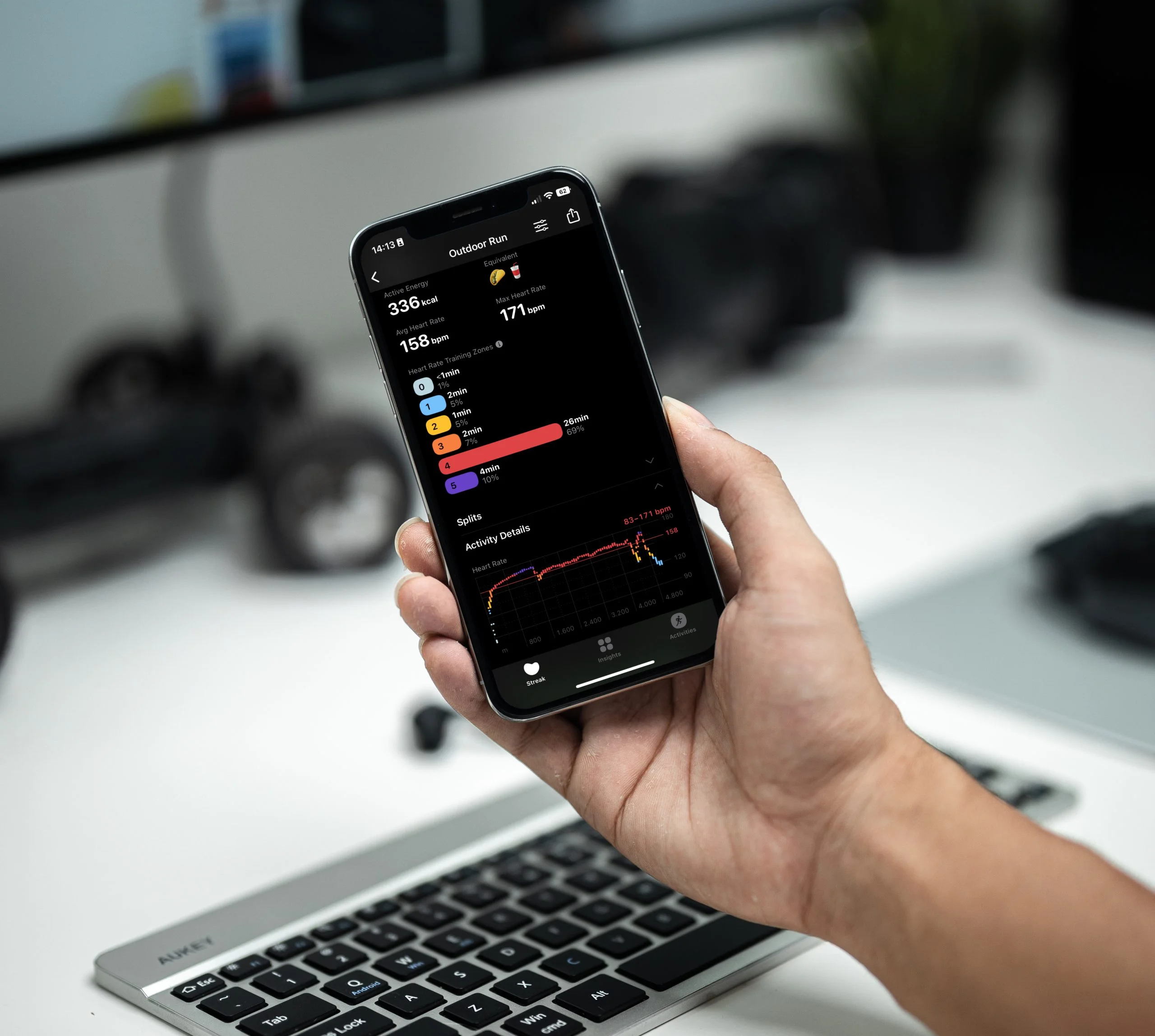 Le fasce cardiache visualizzata nell'app Gentler