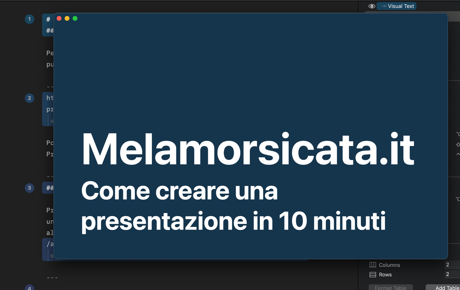 Come appare una slide creata in pochi secondi