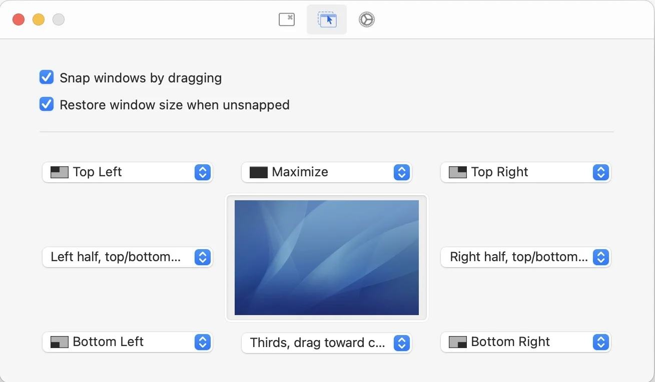 Come ingrandire la finestra nei Mac spostandola in alto come Windows 1 L’app Rectagle